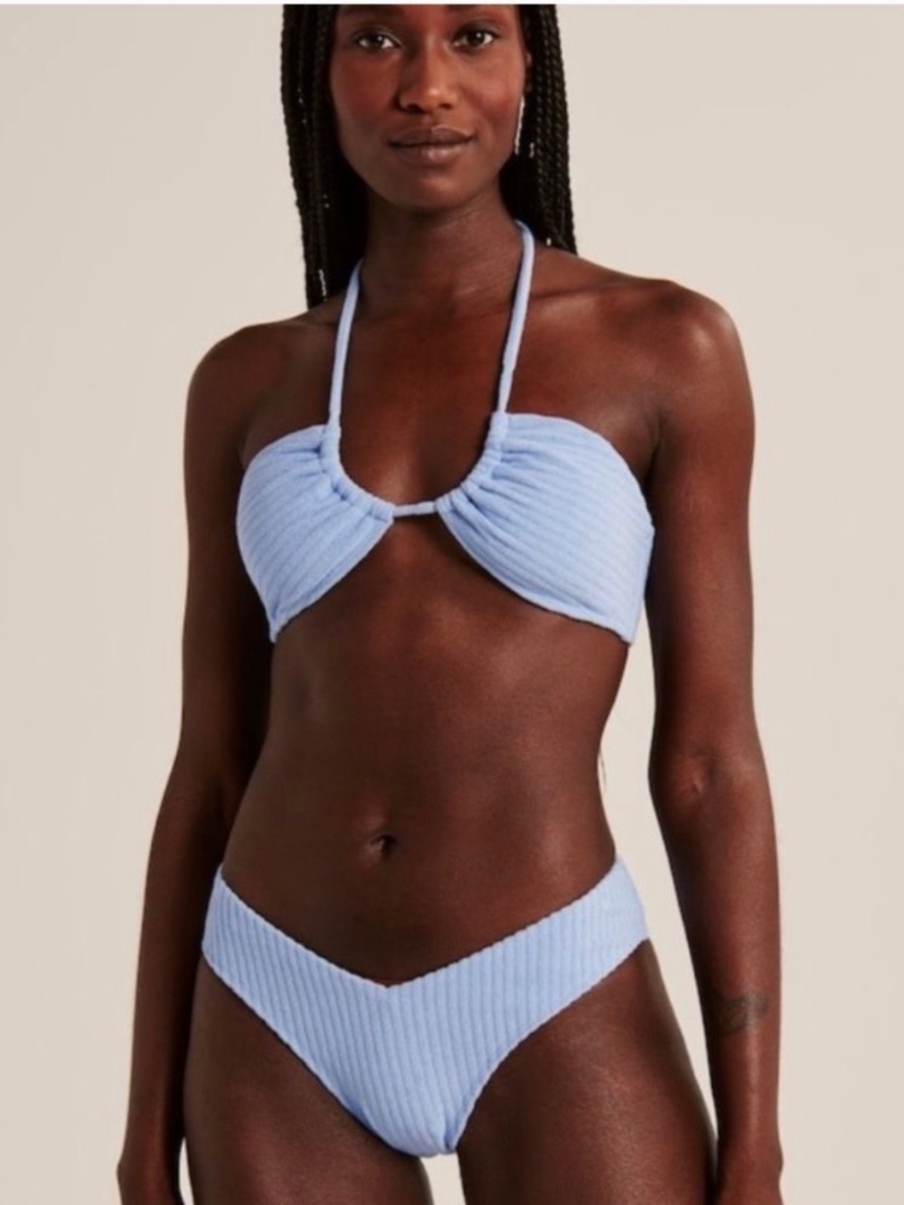 NWT Abercrombie & Fitch Bikini Terry Upside Down Halter High-Leg Cheeky- Medium"